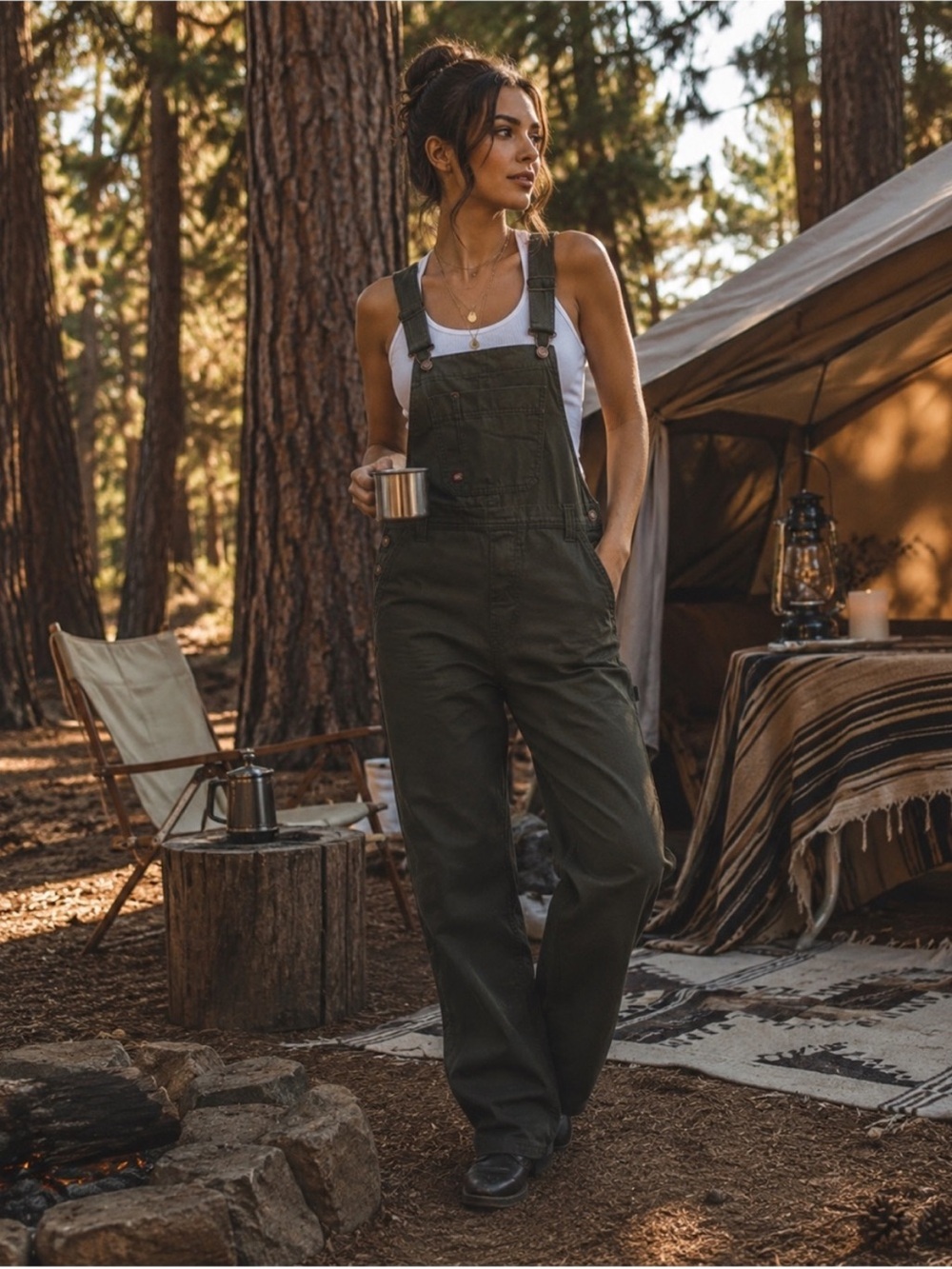 Dickies Moss Green Relaxed Bibs Utility Overalls Jumpsuit
